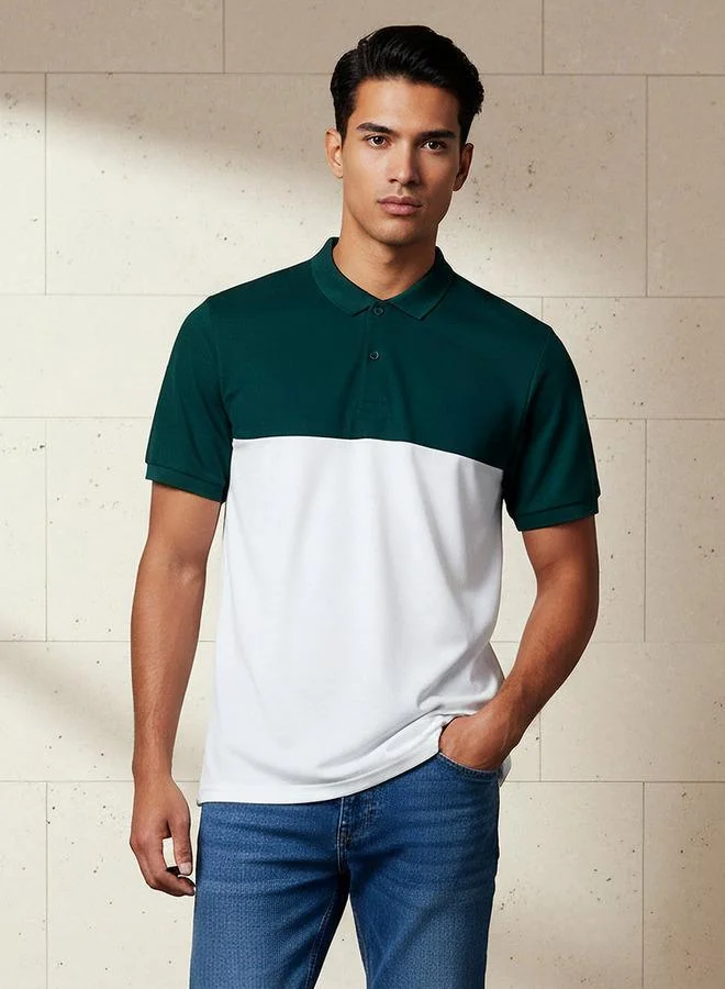 Splash FAV Men Short Sleeves Colourblock Polo T-shirt